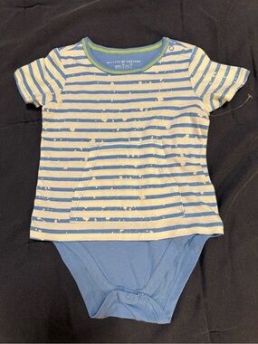 Rockets of Awesome Mini Baby Bodysuit - Blue with Cream Print